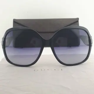 Gucci - Havana Black Oversized Gold Tone Gucci Logo Detail