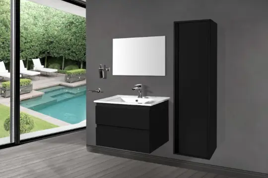 Badmeubel Sally 80cm - Incl keramische wastafel - Mat Zwart