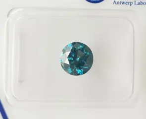 1 pcs Diamant - 1.14 ct - Rond Briljant - Fancy Vivid Blue