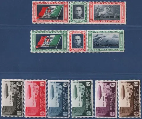 Italiaanse Egeïsche Eilanden - algemene uitgiften 1933 - Two complete sets, Aegean Zeppelin airmail and Balbo cruise MNH** - Sassone S.31, S.32