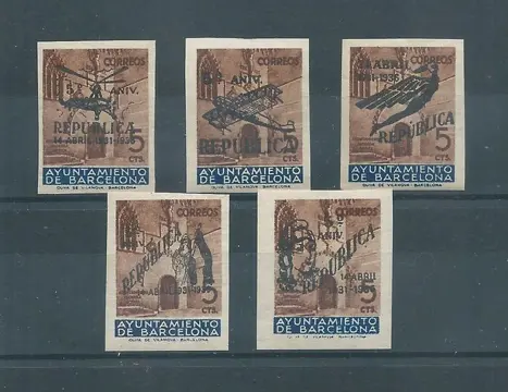 Spanje 1936 - Barcelona City Council - 5th Anniversary of the Republic - Edifil Ne 17/21