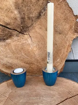 WAXINELICHT/ KANDELAAR ZWAAR ALUMINIUM TURQUOISE NIEUW