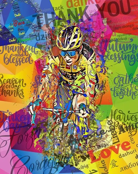 10/15 - Wielrennen - Wout van Aert - 2021 - Lithografie