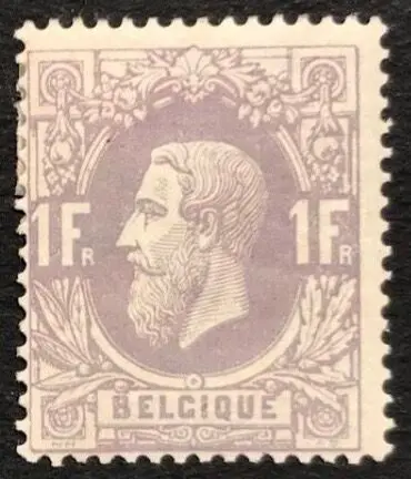 België 1874 - Leopold II 1F Mauve - OBP/COB 36