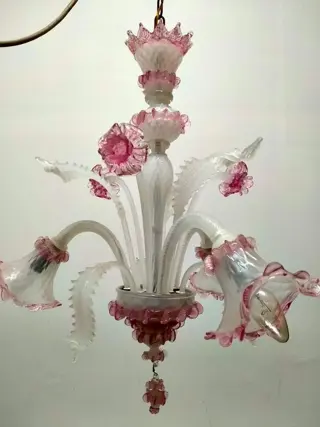 Opaal glazen kroonluchter (1)