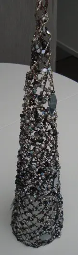 PIRAMIDE, GLITTER BOOM ZILVER SPIEGEL 42 CM NIEUW