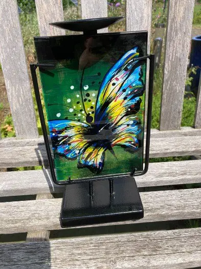 BUTTERFLY KANDELAAR GLAS NIEUW