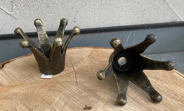 GIETIJZEREN KROONTJE WAXINELICHTHOUDER GOLDLOOK NIEUW