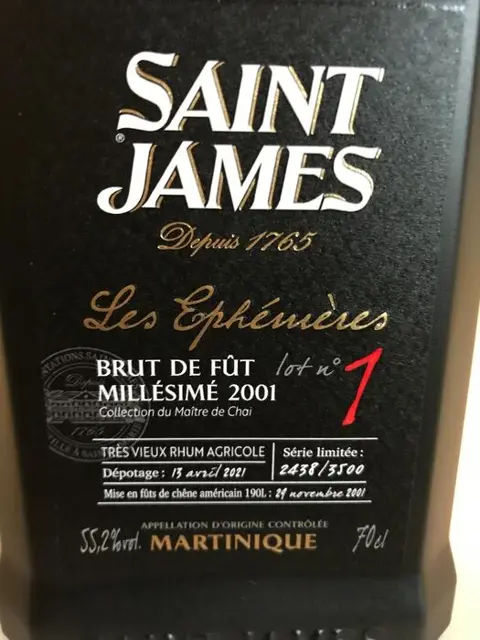 Saint James 2001 - Brut de Fut - Les Ephémères Lot N°1 - b.