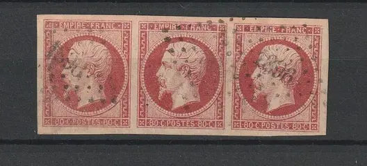Frankrijk 1859 - Napoléon 80c , bande de 3 - Yvert n°17B