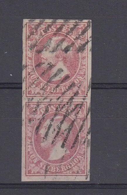 Luxemburg 1852 - Guillaume III - Yvert : 2 in vertikaal zeer goed gerand paar. Luxe