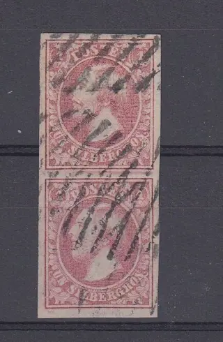 Luxemburg 1852 - Guillaume III - Yvert : 2 in vertikaal zeer goed gerand paar. Luxe