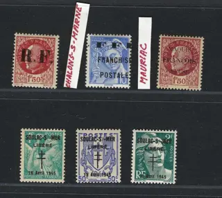 Frankrijk - Lot of mint** Liberation stamps Chalons/Mauriac/Maquis François/Soulac