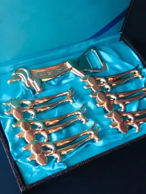 Messensteunen, Vintage honden honden (13) - gouden metaal -