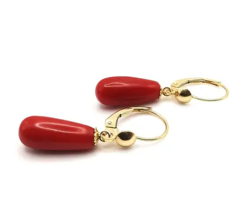 Rood koraal druppels - 3×0.6×3 cm - 3.5 g - (1)