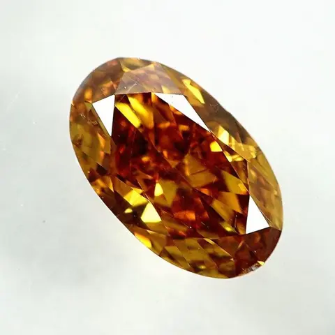 Diamant - 0.27 ct - Ovaal - Natural Fancy Intense Orangy