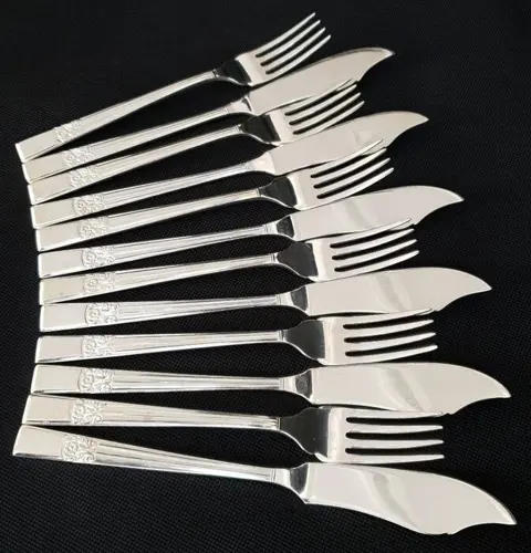 Pinder Brothers - Visbestek, Visservies (12) - Victoriaans