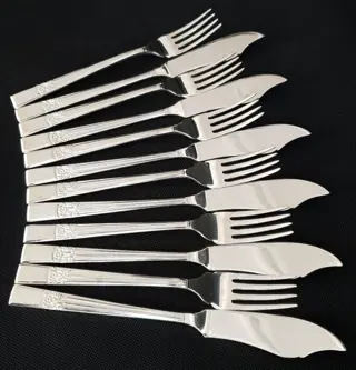 Pinder Brothers - Visbestek, Visservies (12) - Victoriaans