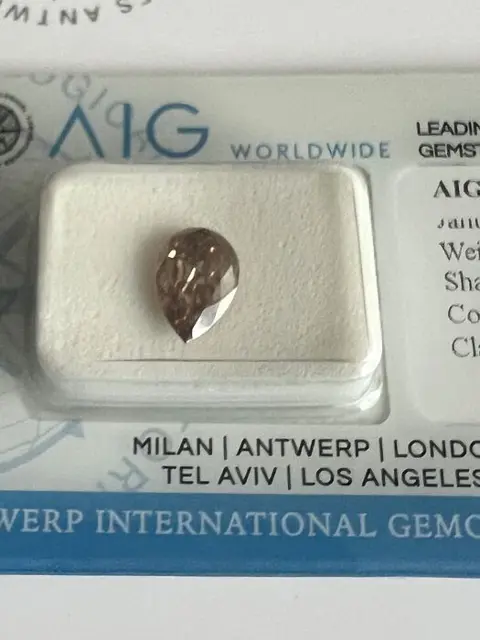 Diamant - 1.04 ct - Peer - fancy oranje bruin - SI2
