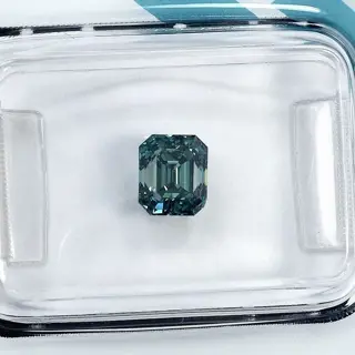 Diamant - 1.09 ct - Smaragd - Kleurbehandeld, Fancy Deep