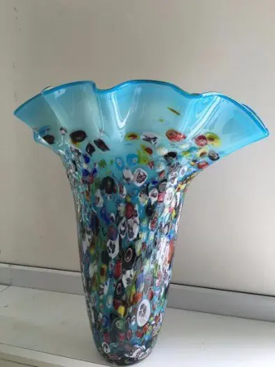 Kleurrijke glazen vaas , Millefiori vaas