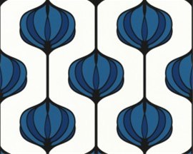 Retro blauw trendy behang 39