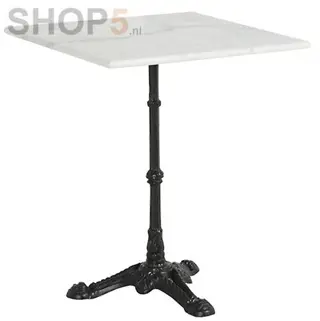 Bistrotafel gietijzer met vierkant marmer blad 60x60cm
