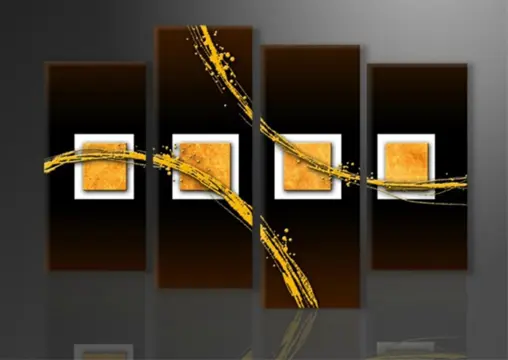 Nieuw canvas schilderij 4-luik Abstract Bruin 130 x 80 cm