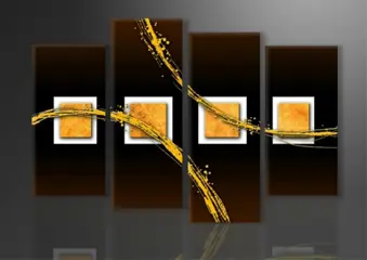 Nieuw canvas schilderij 4-luik Abstract Bruin 130 x 80 cm