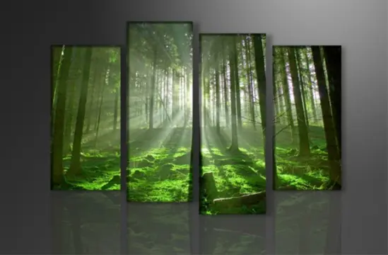 Nieuw canvas schilderij 4-luik Groen Bos 130 x 80 cm