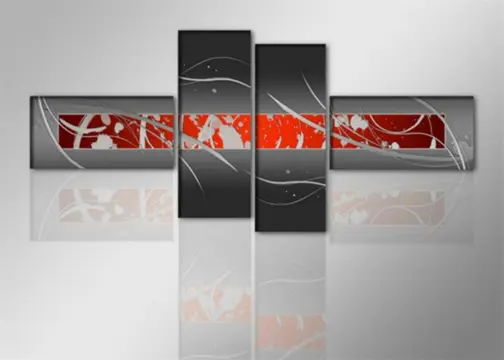 Nieuw canvas schilderij 4-luik Abstract Grijs 195 x 80 cm