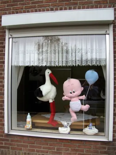 Aanbieding :3d ooievaar en 3d raambaby € 4,- per week