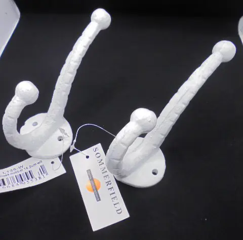 GIETIJZEREN KAPSTOKHAAK DUBBEL WIT NIEUW