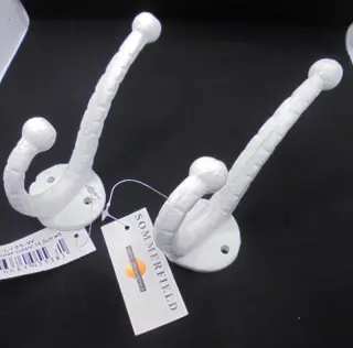 GIETIJZEREN KAPSTOKHAAK DUBBEL WIT NIEUW