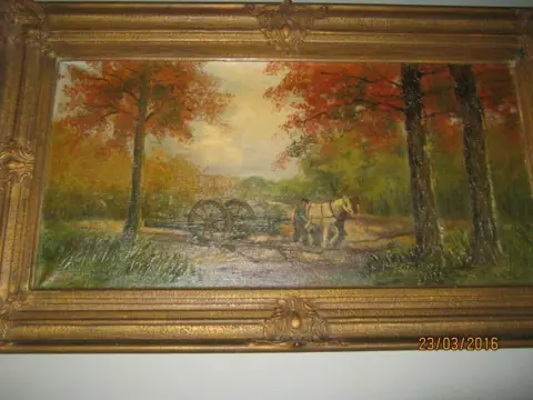 Olieverfdoek paard en wagen