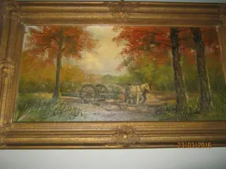 Olieverfdoek paard en wagen