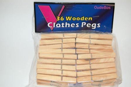 Partij wasknijpers van hout 36 stuks