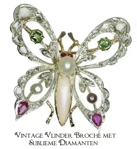 Diamanten Vlinder broche