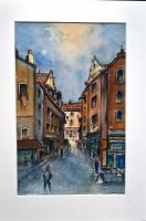 Jacques Mels " Amsterdam gouache '25x40 cm signatuur r.o.