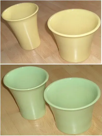 BLOEMPOTTEN IN GELE/GROENE SET (2 stuks) NIEUW