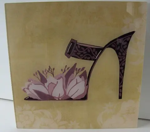 FOTO ACHTER PLEXIGLAS SCHOEN MET BLOEMEN 30x30 cm Nieuw