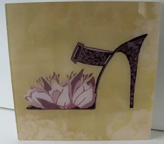 FOTO ACHTER PLEXIGLAS SCHOEN MET BLOEMEN 30x30 cm Nieuw