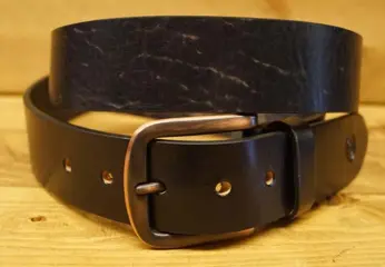 Leren jeans riem " Zwart gevlamd " 4 cm breed