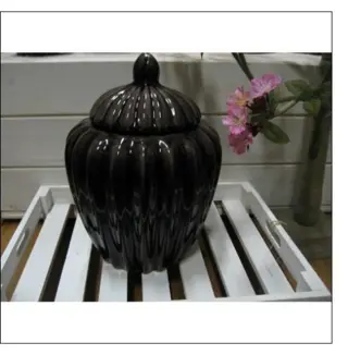 POT MET DEKSEL KERAMIEK BRUIN MT M hoog 21 CM Nieuw