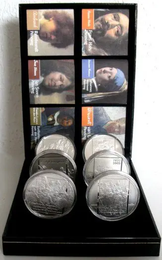 Rare 6 Dutch master painters on Sterling silver tokens