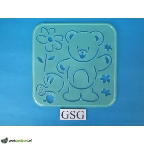 Tekensjabloon beer met bloemen nr. 4656-01