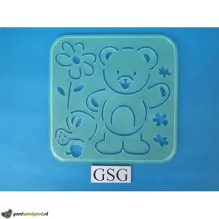 Tekensjabloon beer met bloemen nr. 4656-01