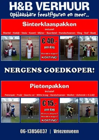Kleding te huur Sinterklaas Piet Kerstman icl accessoires