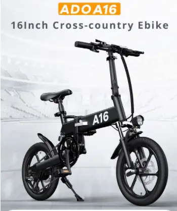ADO A16 Electric Folding Bike 16 inch 350W 35km/h Black