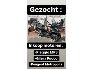 Piaggio Gezocht inkoop :MP3 / metropolis / fuoco (bj 1111)